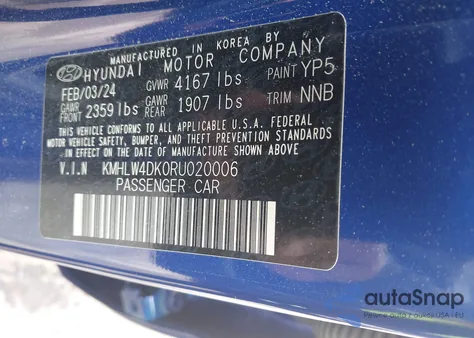 2024 Hyundai Elantra N from USA, damaged, VIN KMHLW4DK0RU020006